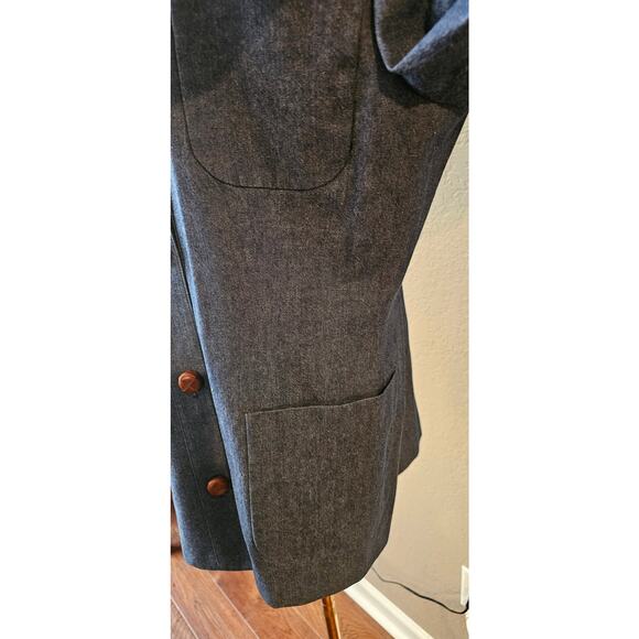 Vintage KORS -Michael Denim Blazer Jacket Leather Buttons Made in Italy Women 10 - Picture 4 of 12